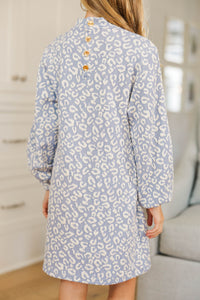 Girls: What You've Been Looking For Blue Leopard Quilted Dress