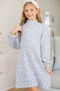 Girls: What You've Been Looking For Blue Leopard Quilted Dress