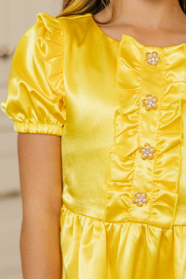 Girls: The Eloise Yellow Ruffle Dress