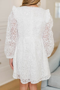 Girls: The Eloise White Sequin Textured Dress