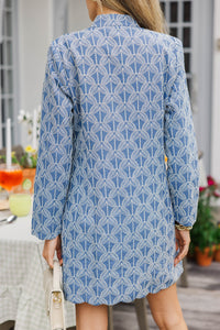 Simply Effortless Blue Eyelet Dress