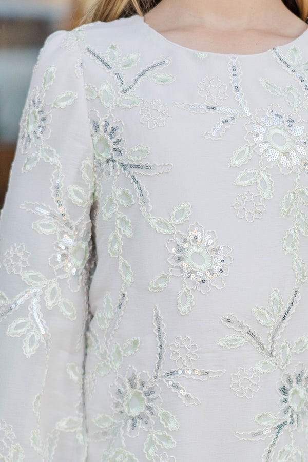 Girls: Sweet Serenity Green Embroidered Dress