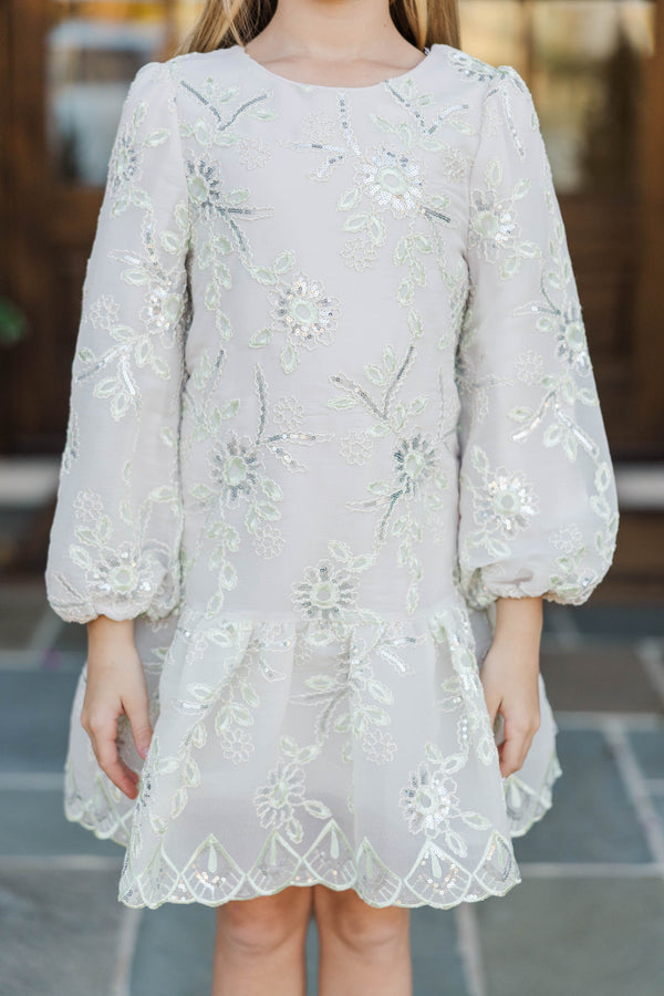 Girls: Sweet Serenity Green Embroidered Dress