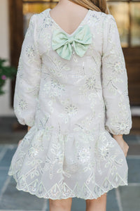 Girls: Sweet Serenity Green Embroidered Dress