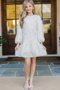 Girls: Sweet Serenity Green Embroidered Dress