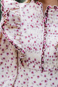 Be My Muse Cream Ditsy Floral Corduroy Dress