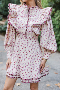 Be My Muse Cream Ditsy Floral Corduroy Dress