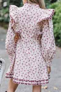 Be My Muse Cream Ditsy Floral Corduroy Dress