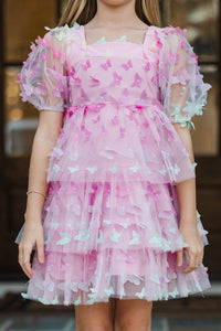Girls: The Scarlett Pink Butterfly Tulle Dress