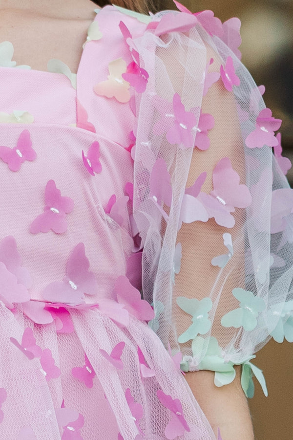 Girls: The Scarlett Pink Butterfly Tulle Dress