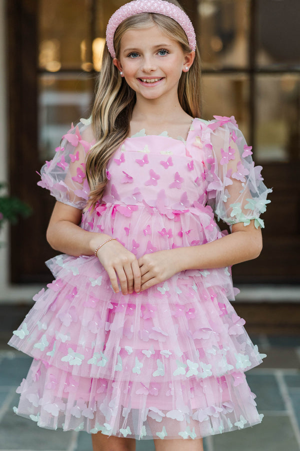 Girls: The Scarlett Pink Butterfly Tulle Dress