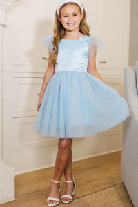 Girls: Dancing Together Light Blue Tulle Pearl Dress