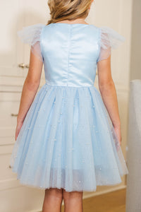 Girls: Dancing Together Light Blue Tulle Pearl Dress