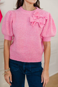 Clear Your Mind Pink Bow Sweater