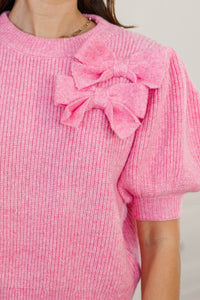 Clear Your Mind Pink Bow Sweater