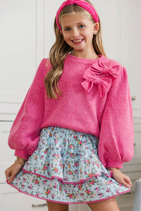 Girls: Oh Happy Day Light Blue Floral Skort