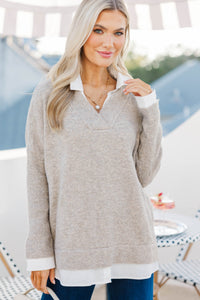 An Easy Love Taupe Layered Sweater