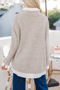An Easy Love Taupe Layered Sweater