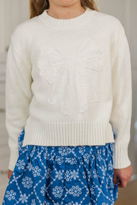 Girls: Feeling So Warm Cream Bow Detail Sweater