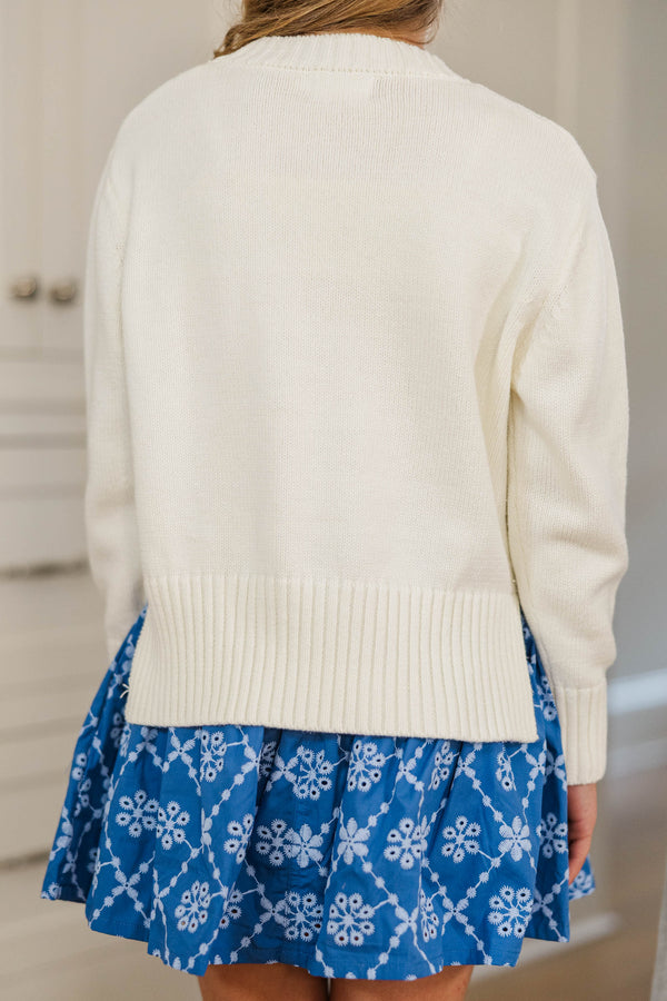 Girls: Feeling So Warm Cream Bow Detail Sweater