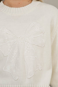 Girls: Feeling So Warm Cream Bow Detail Sweater