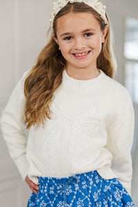 Girls: Feeling So Warm Cream Bow Detail Sweater