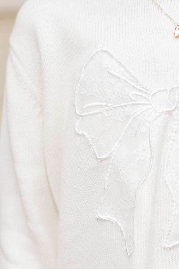 Girls: Feeling So Warm Cream Bow Detail Sweater
