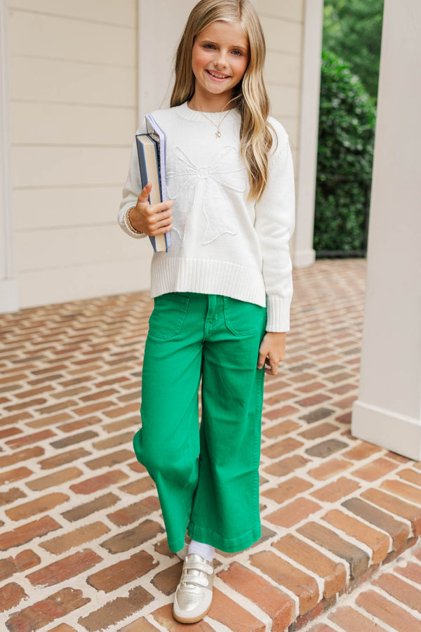 Girls: Feeling So Warm Cream Bow Detail Sweater