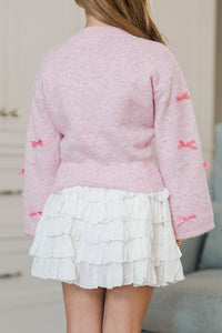 Girls: Dreamy Day Pink Embellished Sweater