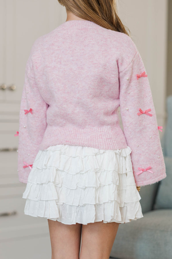Girls: Dreamy Day Pink Embellished Sweater