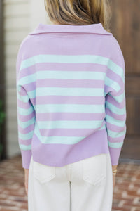 Girls: The Aria Lavender & Blue Striped Pullover