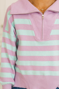 Girls: The Aria Lavender & Blue Striped Pullover
