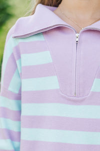 Girls: The Aria Lavender & Blue Striped Pullover