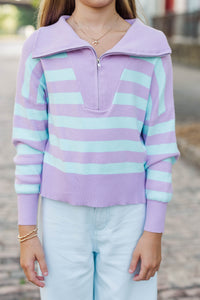 Girls: The Aria Lavender & Blue Striped Pullover