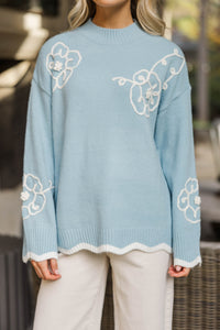 Instant Happiness Light Blue Floral Sweater