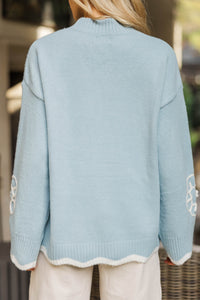 Instant Happiness Light Blue Floral Sweater