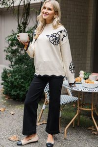 Instant Happiness Black Floral Embroidered Sweater