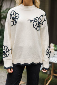 Instant Happiness Black Floral Embroidered Sweater