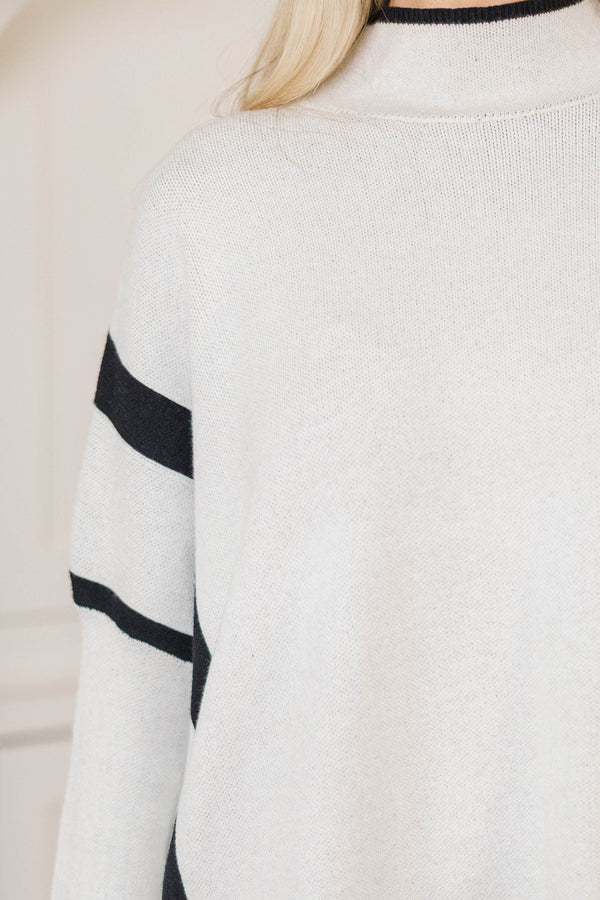 Keep It Cozy Cream Striped Sweater Tunic