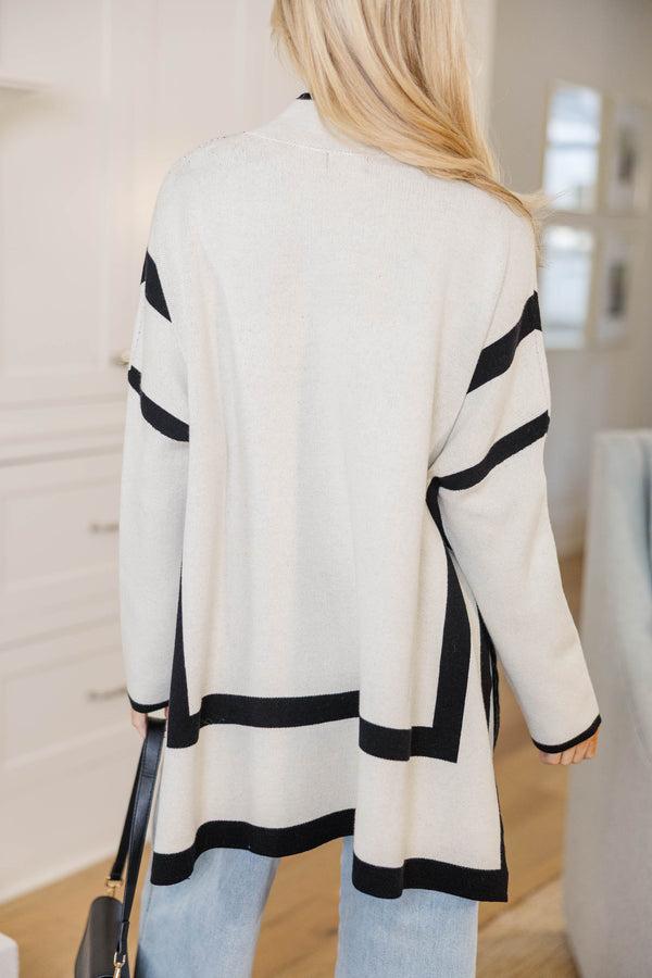 Keep It Cozy Cream Striped Sweater Tunic