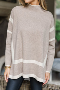 Keep It Cozy Taupe Brown Striped Sweater Tunic
