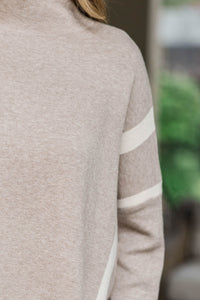 Keep It Cozy Taupe Brown Striped Sweater Tunic