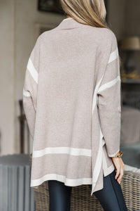 Keep It Cozy Taupe Brown Striped Sweater Tunic