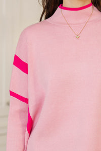 Keep It Cozy Blush Pink Striped Sweater Tunic