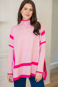 Keep It Cozy Blush Pink Striped Sweater Tunic