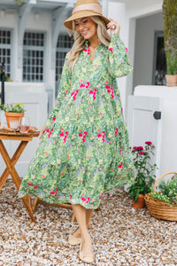 In Your Dreams Green Floral Midi Dress