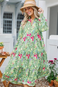 In Your Dreams Green Floral Midi Dress