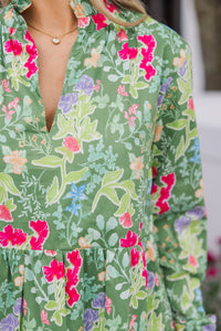 In Your Dreams Green Floral Midi Dress