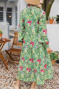 In Your Dreams Green Floral Midi Dress