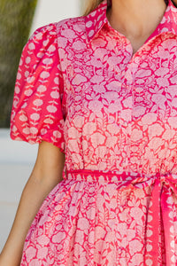 Effortless Days Fuchsia Floral Midi Dress